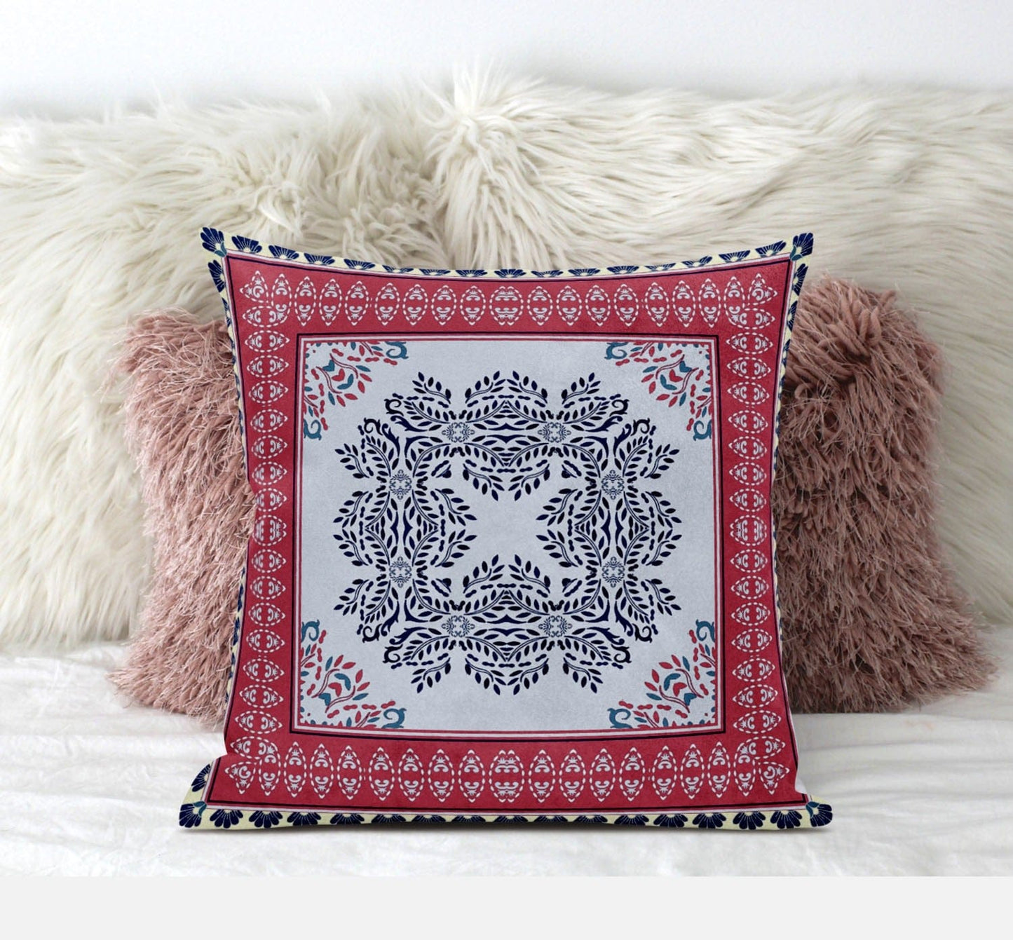 20" X 20" Muted Magenta Gold Geometric Zippered Suede Throw Pillow