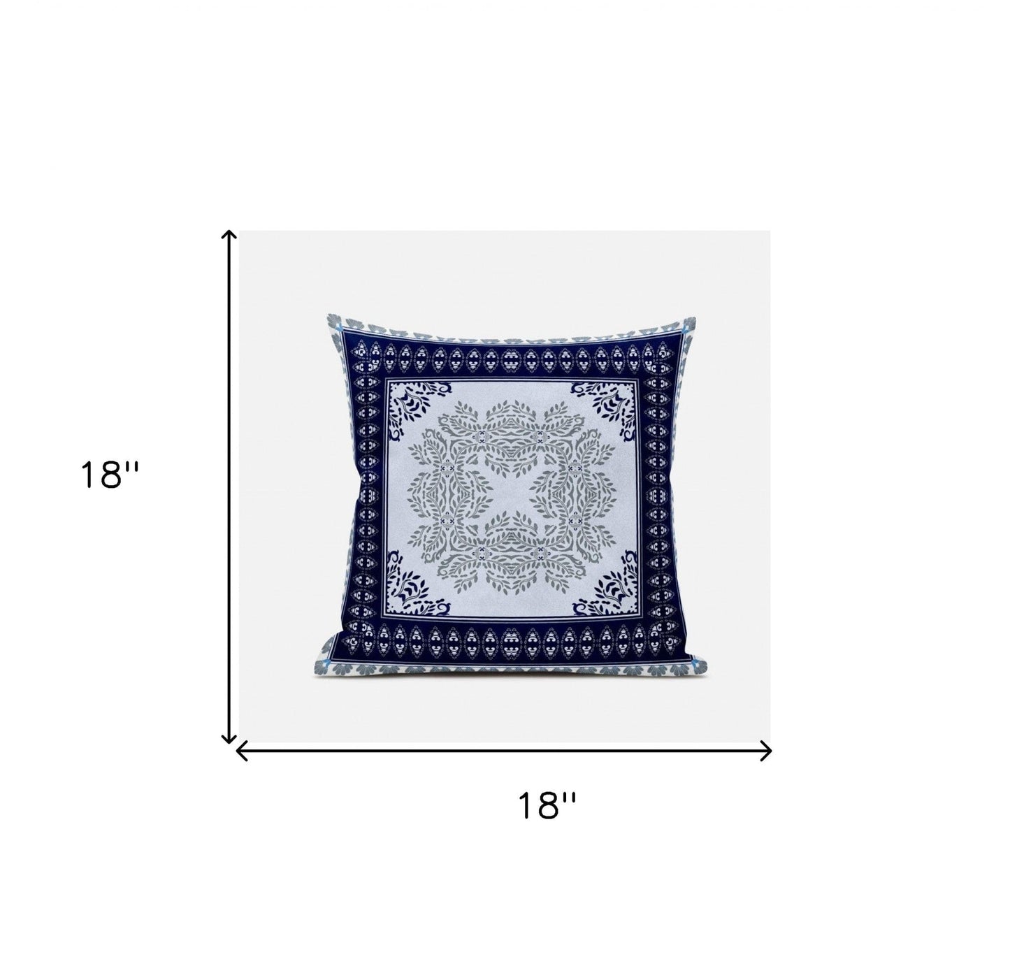 18" X 18" White Green Geometric Zippered Suede Throw Pillow