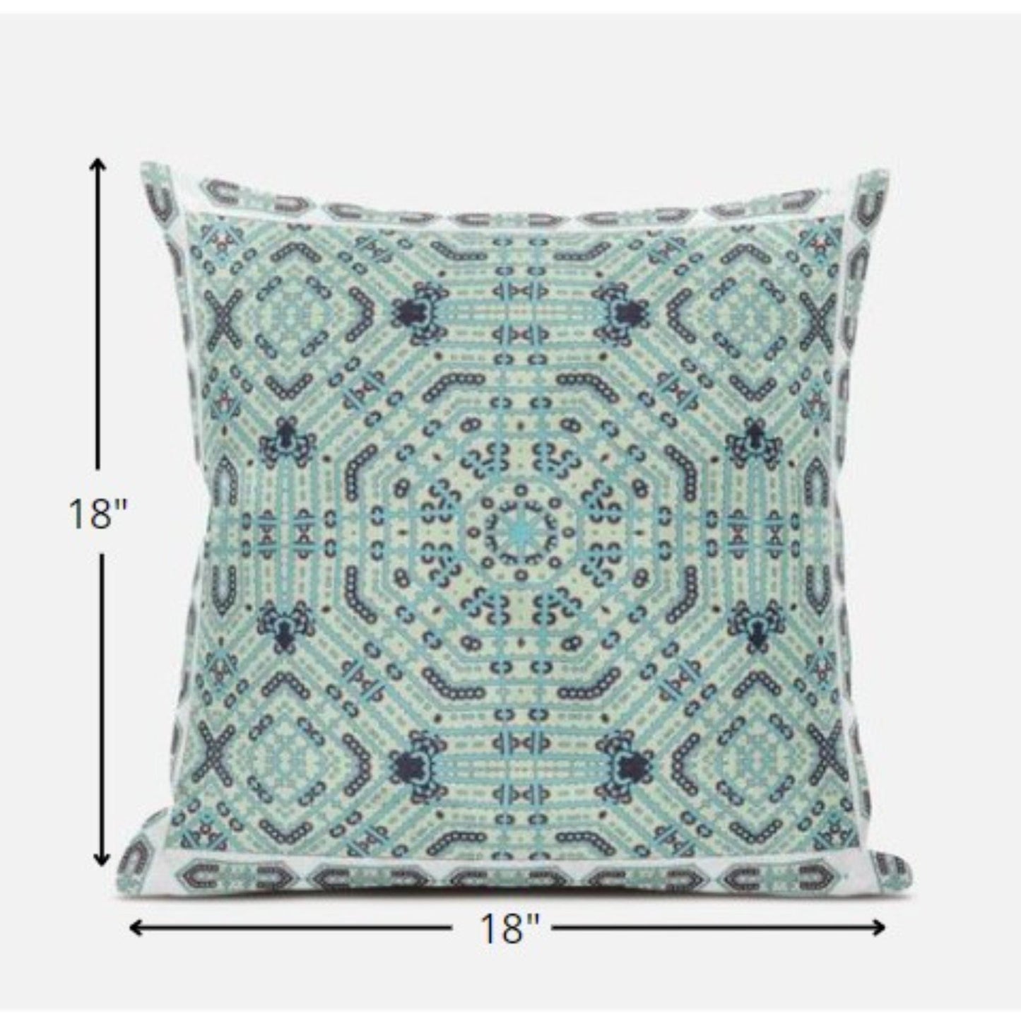 18” Aqua Geostar Zippered Suede Throw Pillow
