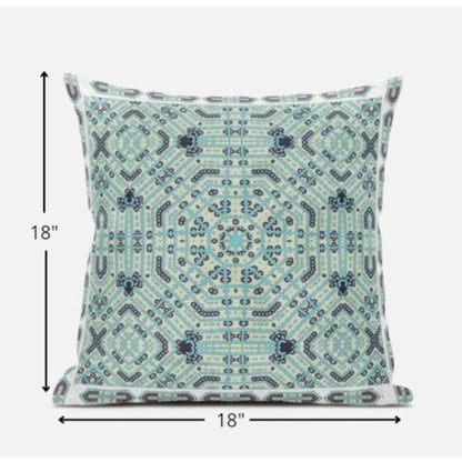 18” Aqua Geostar Zippered Suede Throw Pillow