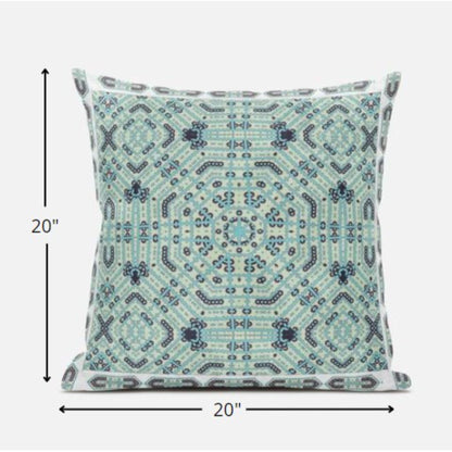 18” Aqua Geostar Zippered Suede Throw Pillow