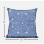 18” Blue White Geostar Zippered Suede Throw Pillow