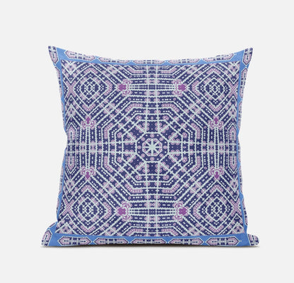 16” Lilac Blue Geostar Zippered Suede Throw Pillow