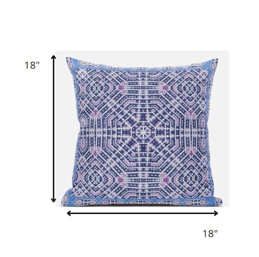 18” Lilac Blue Geostar Zippered Suede Throw Pillow