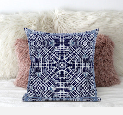 16” Indigo Blue Geostar Zippered Suede Throw Pillow