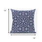 18” Indigo Blue Geostar Zippered Suede Throw Pillow