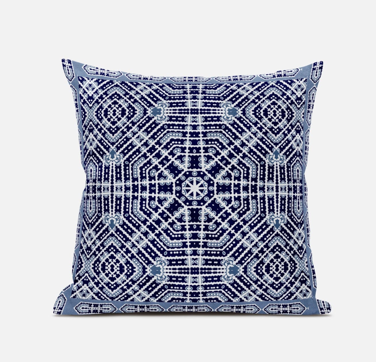 18” Indigo Blue Geostar Zippered Suede Throw Pillow