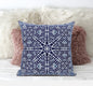 18” Indigo Blue Geostar Zippered Suede Throw Pillow