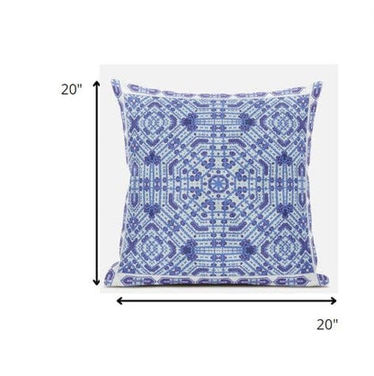 18” Cyan Blue Geostar Zippered Suede Throw Pillow