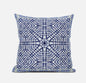 16” Navy White Geostar Zippered Suede Throw Pillow