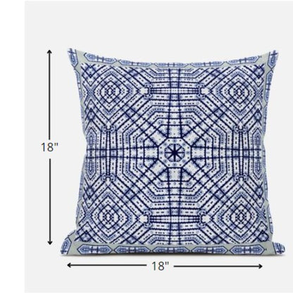 18” Navy White Geostar Zippered Suede Throw Pillow