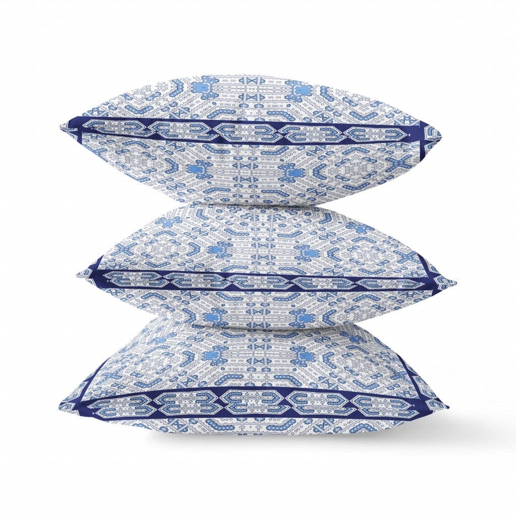 18” Blue Gray Geostar Zippered Suede Throw Pillow