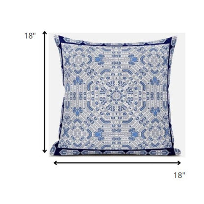 18” Blue Gray Geostar Zippered Suede Throw Pillow