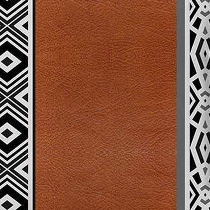 Set Of Two 17" X 17" Brown Geometric Zippered Handmade Faux Leather Throw Pillow Cover