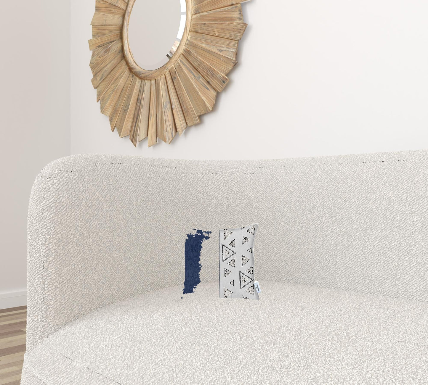 17" X 17" Navy Blue Geometric Zippered Handmade Faux Leather Throw Pillow Cover