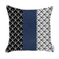 17" X 17" Navy Blue Geometric Zippered Handmade Faux Leather Throw Pillow Cover