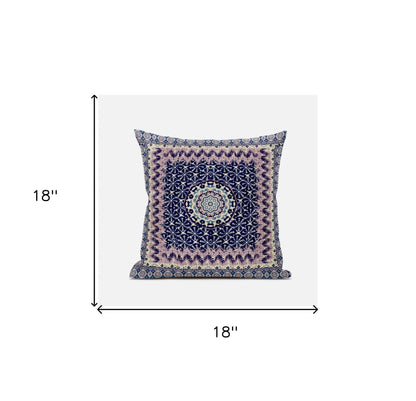 18" X 18" Grey Blue Floral Blown Seam Suede Throw Pillow