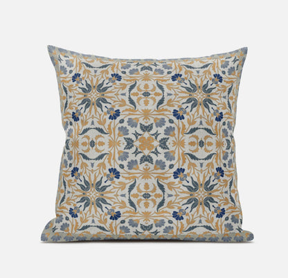 16" X 16" Muted Green Peach Paisley Blown Seam Suede Throw Pillow