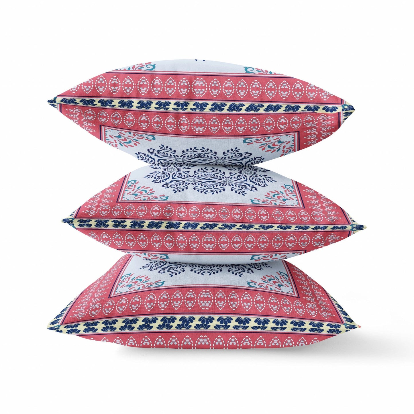 18" X 18" Muted Magenta Gold Geometric Blown Seam Suede Throw Pillow