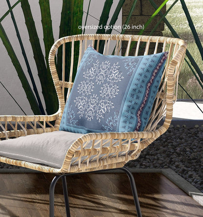 18" X 18" Dark Blue Gray Geometric Blown Seam Suede Throw Pillow