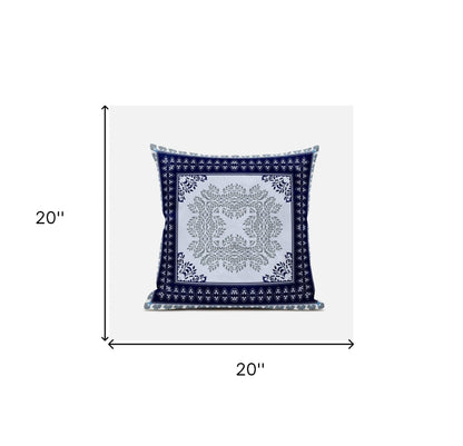 18" X 18" Dark Blue Gray Geometric Blown Seam Suede Throw Pillow