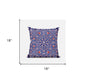 18" X 18" Indigo Red Geometric Blown Seam Suede Throw Pillow