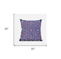 18" X 18" Indigo Red Geometric Blown Seam Suede Throw Pillow