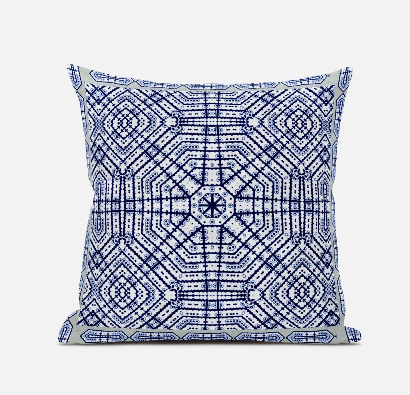 16" X 16" Light Blue Indigo Purple Geometric Blown Seam Suede Throw Pillow