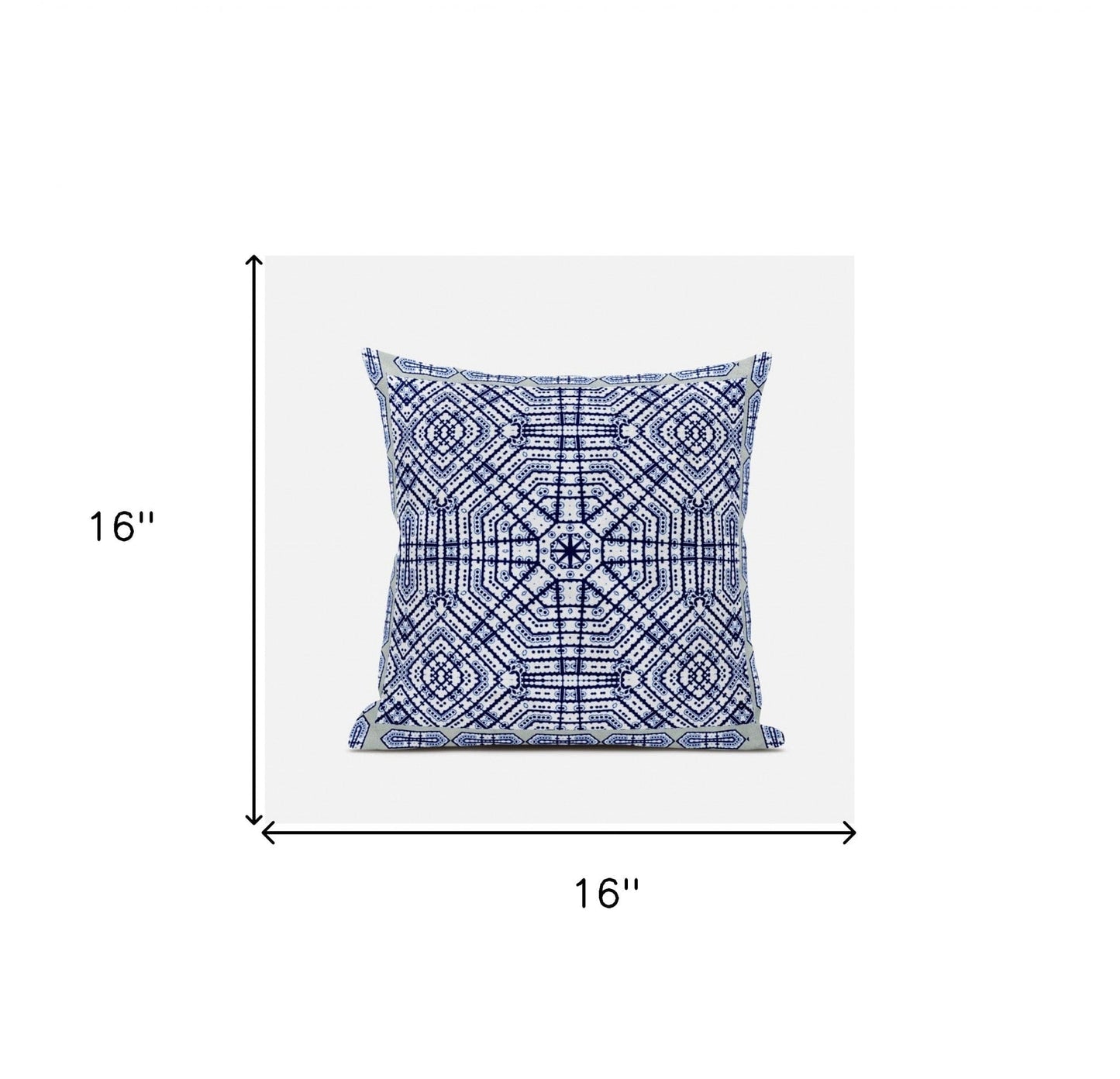 16" X 16" Light Blue Indigo Purple Geometric Blown Seam Suede Throw Pillow