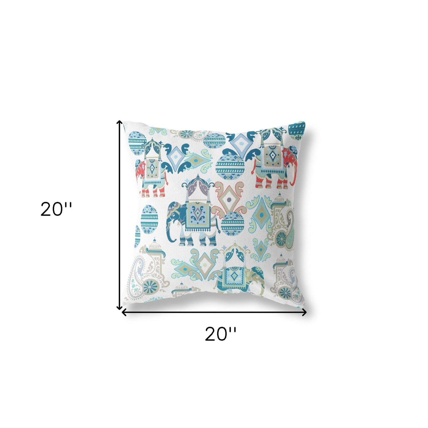 18" X 18" Blue And White Paisley Zippered Suede Throw Pillow