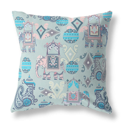 18" X 18" Gray And Pink Paisley Zippered Suede Throw Pillow