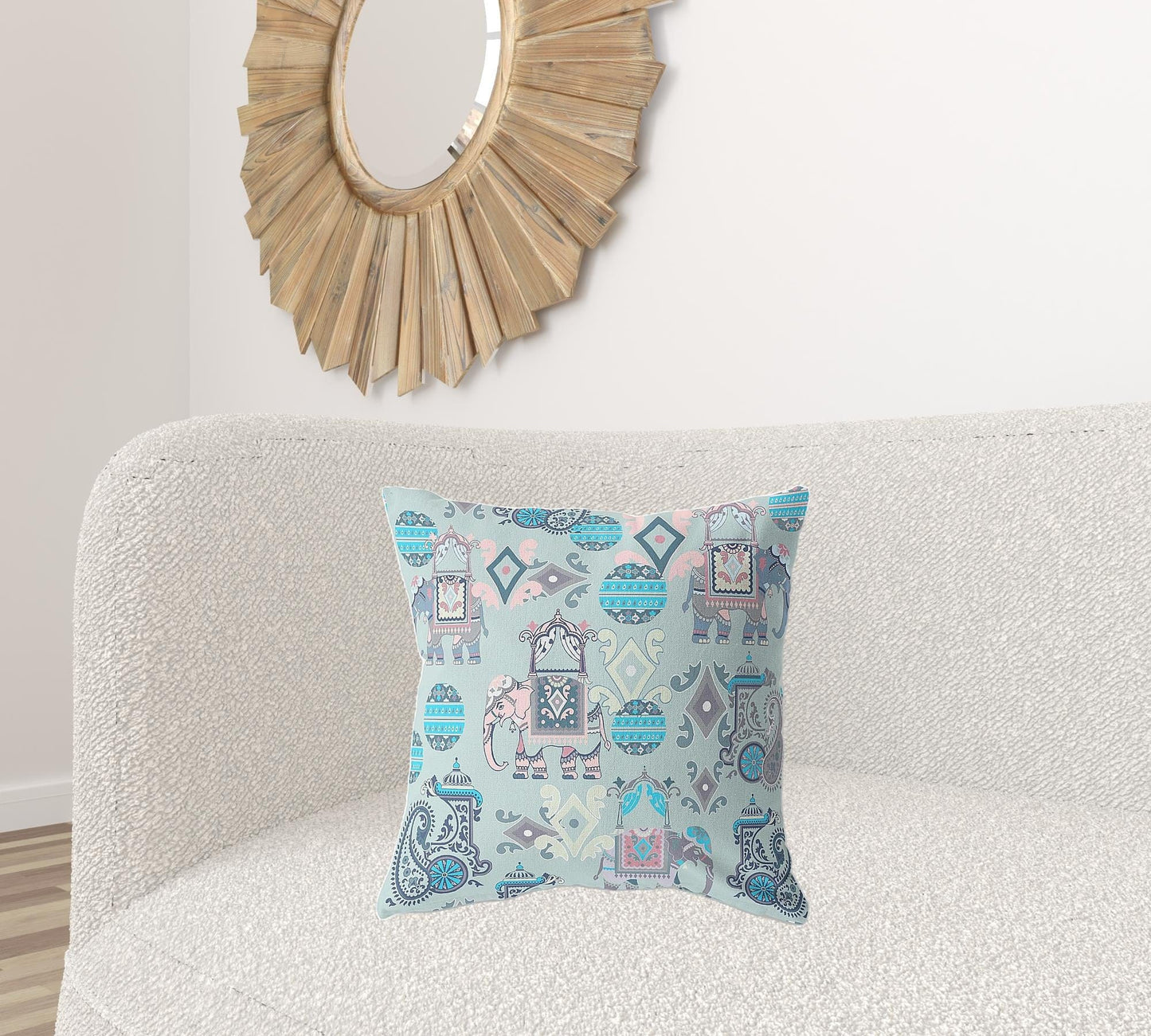 18" X 18" Gray And Pink Paisley Zippered Suede Throw Pillow