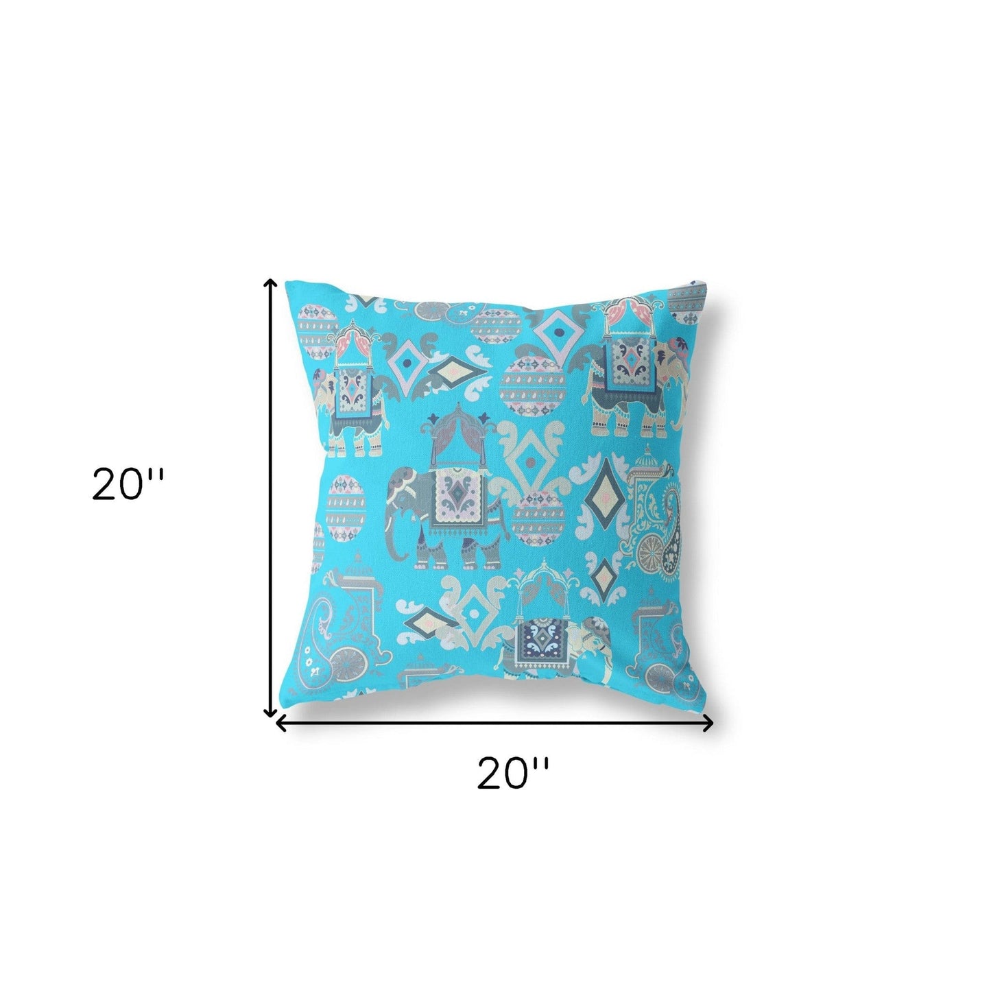 18" X 18" Bright Blue And Gray Paisley Zippered Suede Throw Pillow