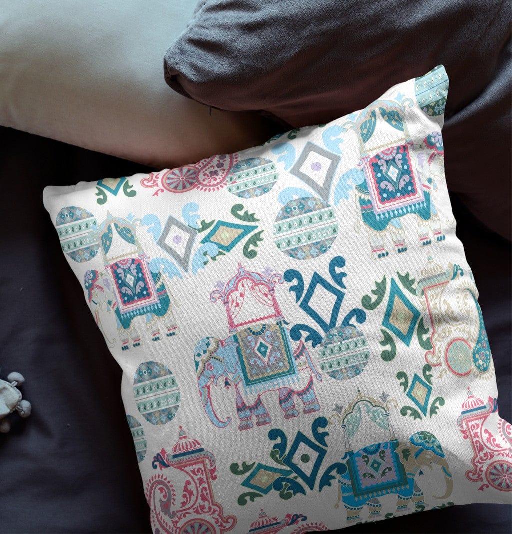 18" X 18" Pink And White Paisley Zippered Suede Throw Pillow