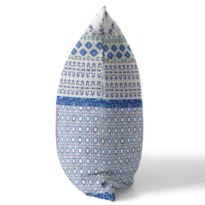 16” Blue Lavender Patch Zippered Suede Throw Pillow