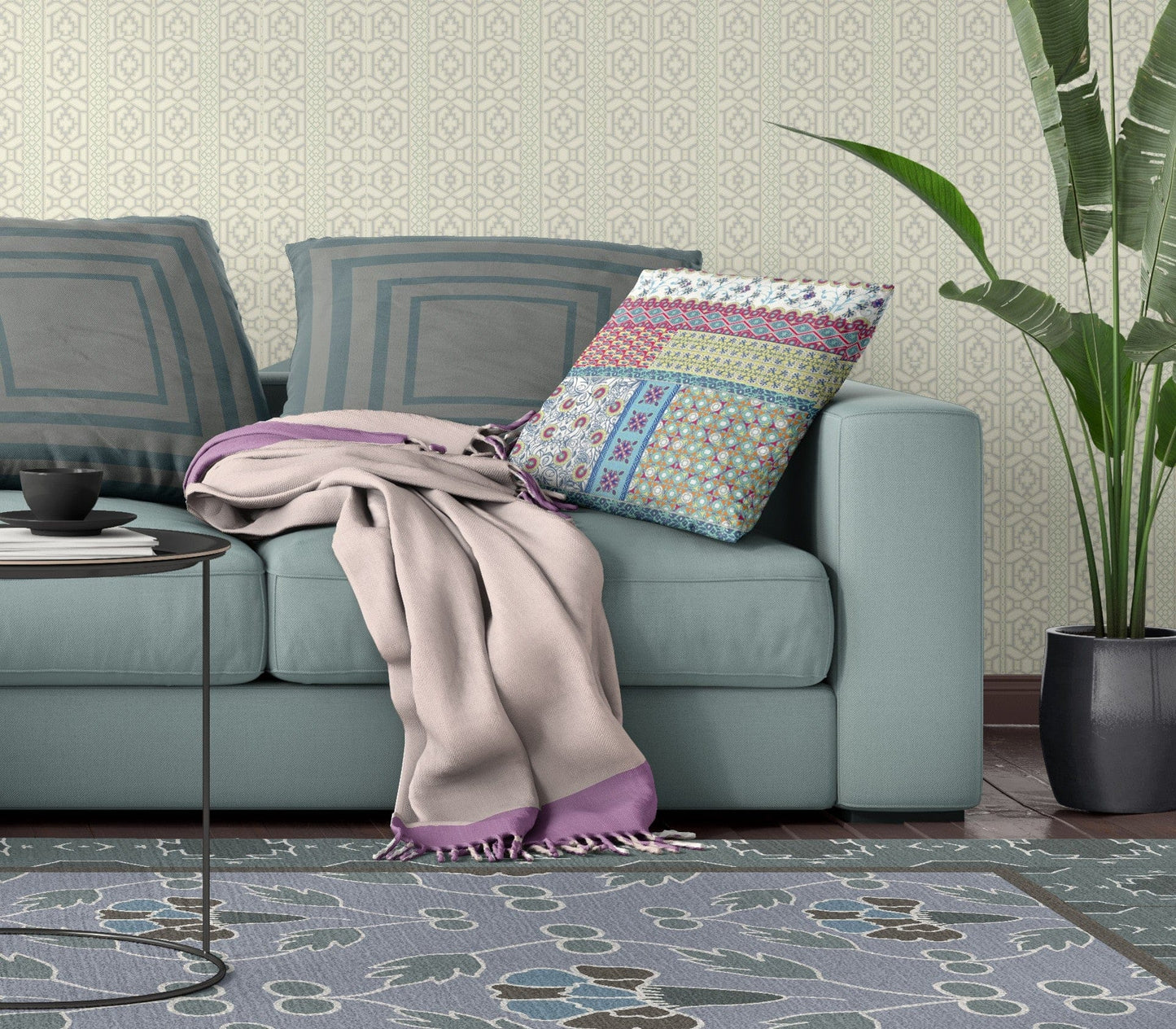 18” White Yellow Patch Zippered Suede Throw Pillow