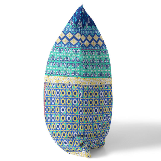 16” Navy Blue Patch Zippered Suede Throw Pillow