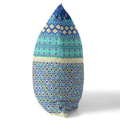 18” Navy Blue Patch Zippered Suede Throw Pillow