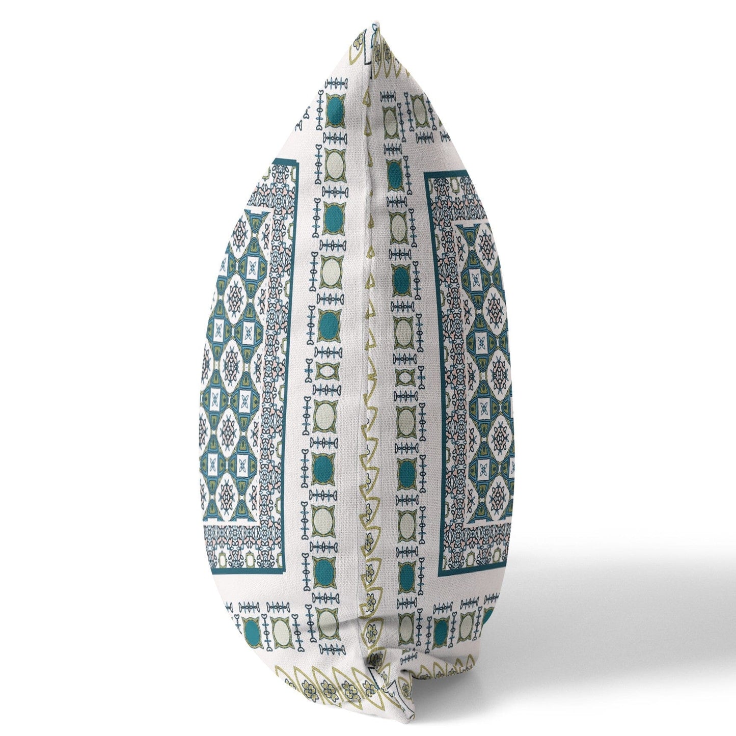 16" X 16" White And Green Floral Zippered Suede Throw Pillow