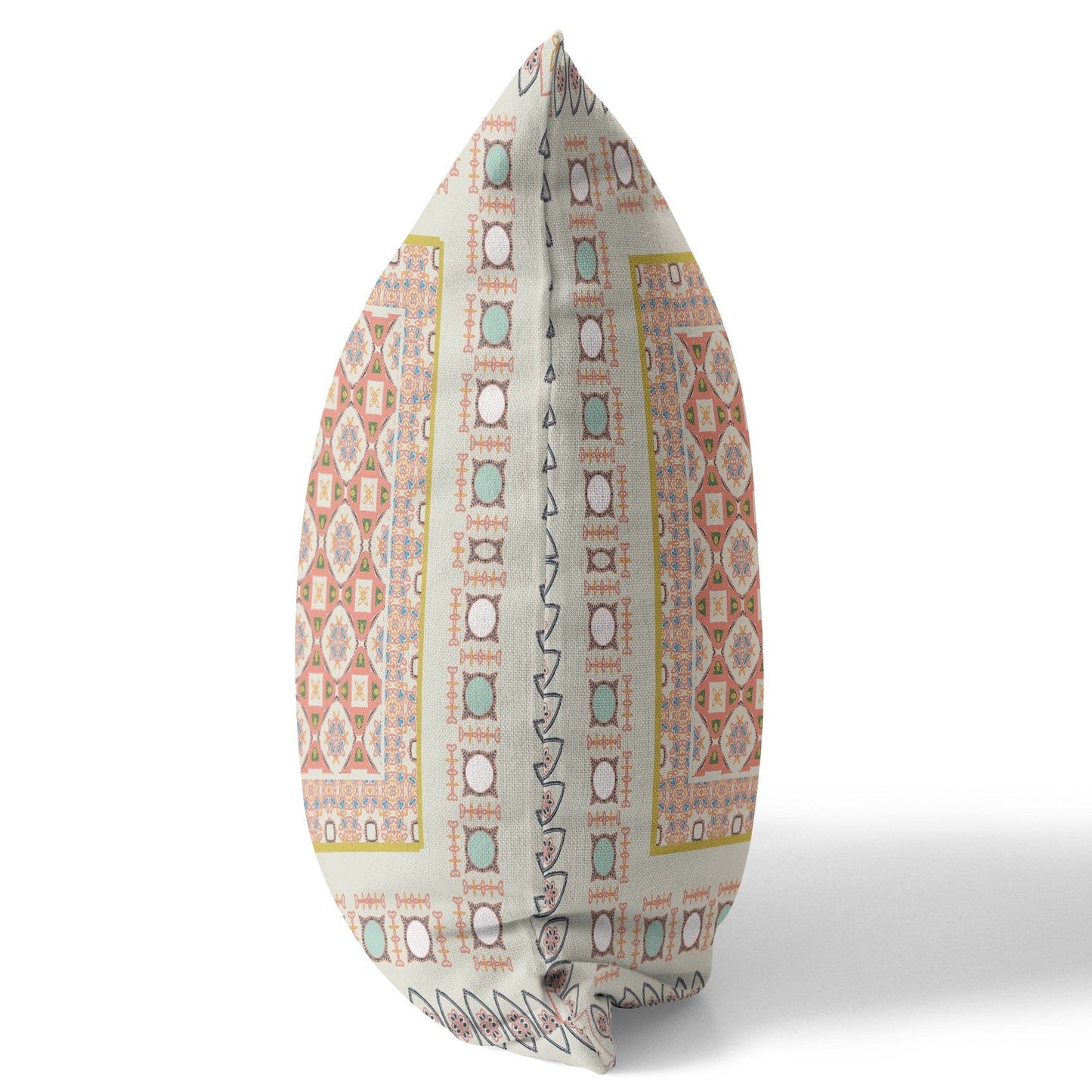 16" X 16" Off White And Orange Floral Zippered Suede Throw Pillow