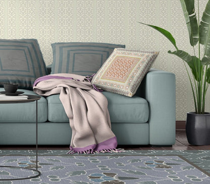 18" X 18" Off White And Orange Floral Zippered Suede Throw Pillow