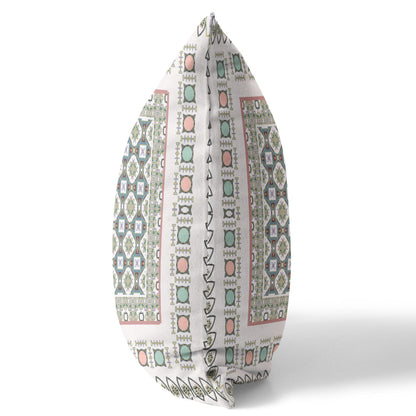 20" X 20" White And Blue Floral Zippered Suede Throw Pillow