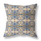 16" X 16" Brown And Blue Abstract Zippered Suede Throw Pillow