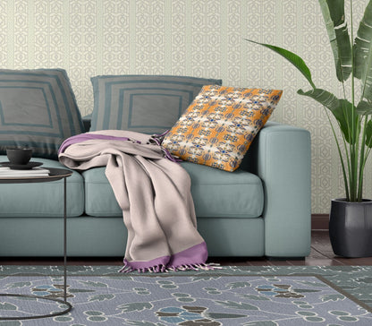 16" X 16" Orange And Gray Abstract Zippered Suede Throw Pillow