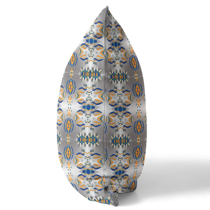 18" X 18" Gray And Orange Abstract Zippered Suede Throw Pillow