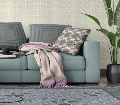 18" X 18" Gray And Orange Abstract Zippered Suede Throw Pillow