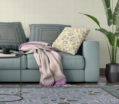 16" X 16" Yellow Floral Zippered Suede Throw Pillow