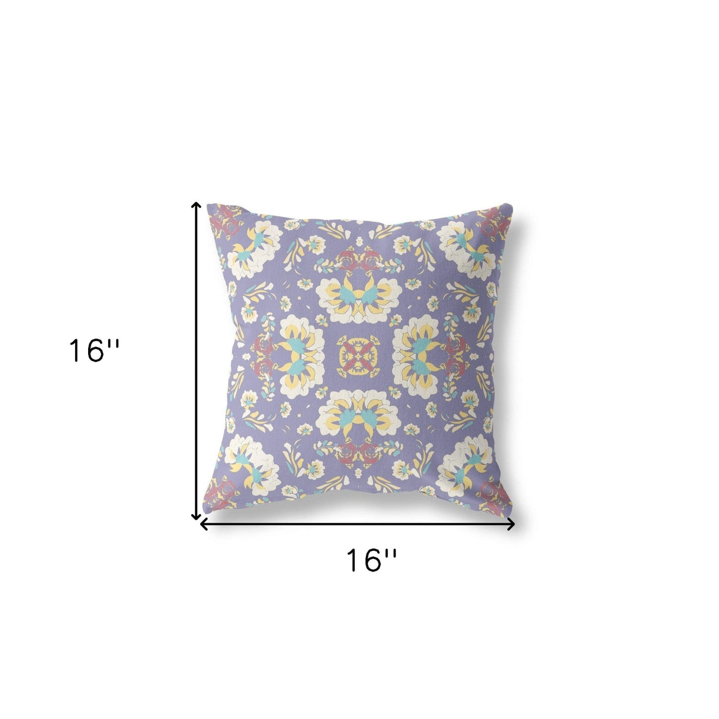 16" X 16" Purple Floral Zippered Suede Throw Pillow