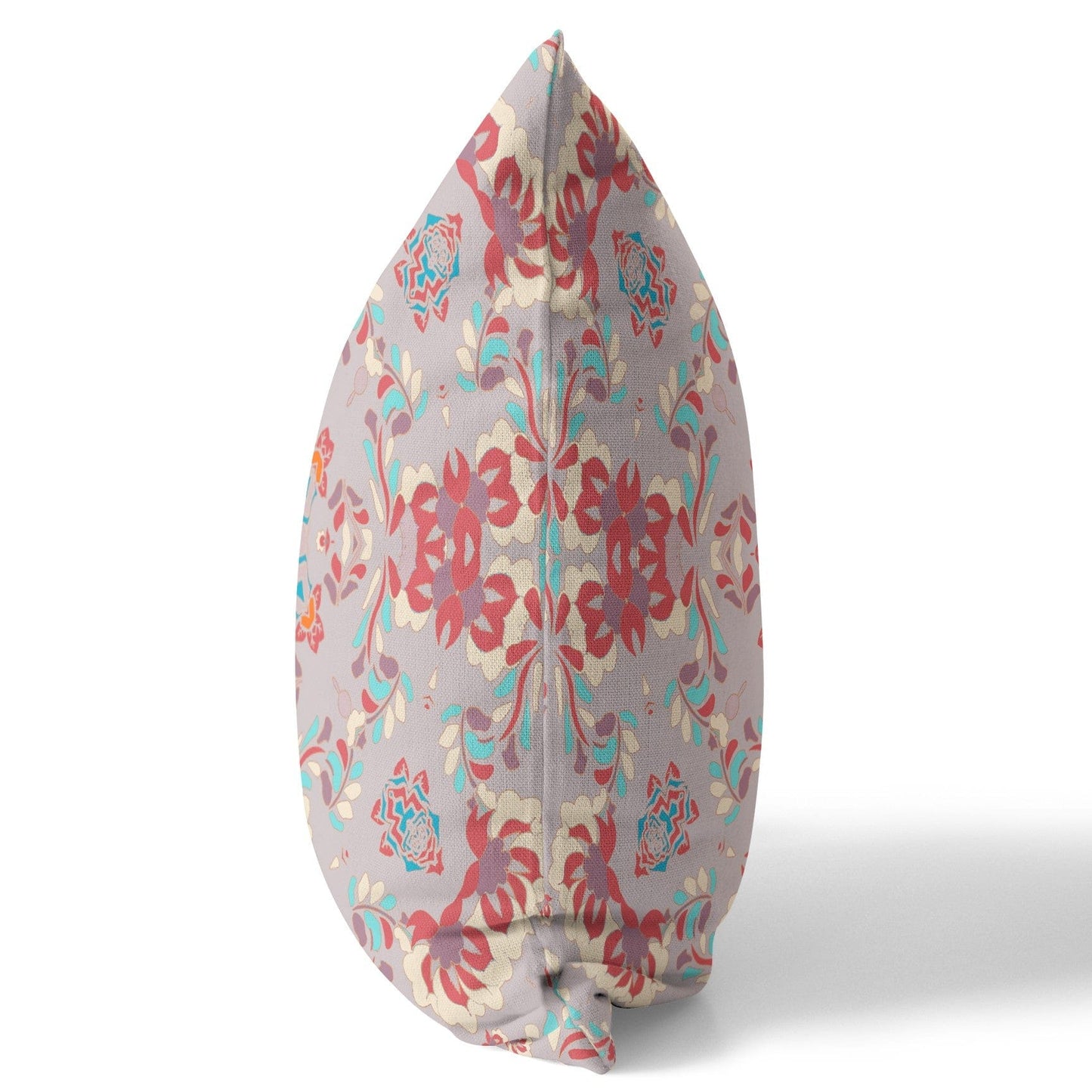 16" X 16" Purple And Red Abstract Zippered Suede Throw Pillow