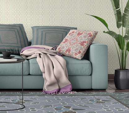 20" X 20" Purple And Red Abstract Zippered Suede Throw Pillow